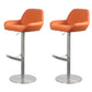Glam Style Counter Stool Faux Leather Adjustable Height Bar Stool with Swivel Orange 2 Piece Set Clearhalo 'Bar Furniture' 'Bar Stools' 'bar_stools' 'furn' 'furn_bar_stools' 'Furniture' 'Kitchen & Dining Furniture' 6870008