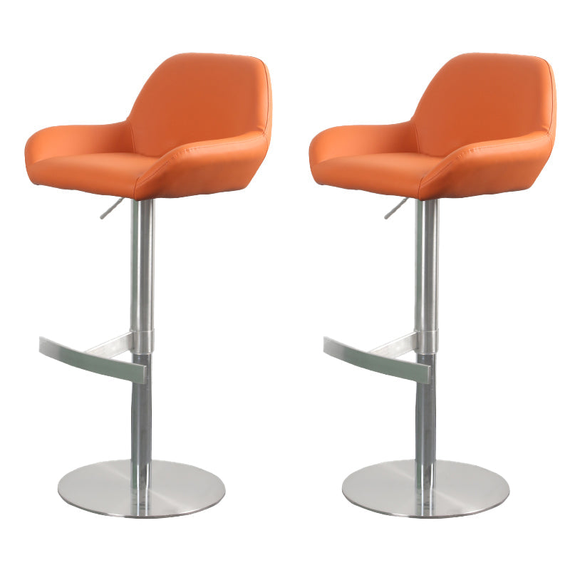 Glam Style Counter Stool Faux Leather Adjustable Height Bar Stool with Swivel Orange 2 Piece Set Clearhalo 'Bar Furniture' 'Bar Stools' 'bar_stools' 'furn' 'furn_bar_stools' 'Furniture' 'Kitchen & Dining Furniture' 6870008