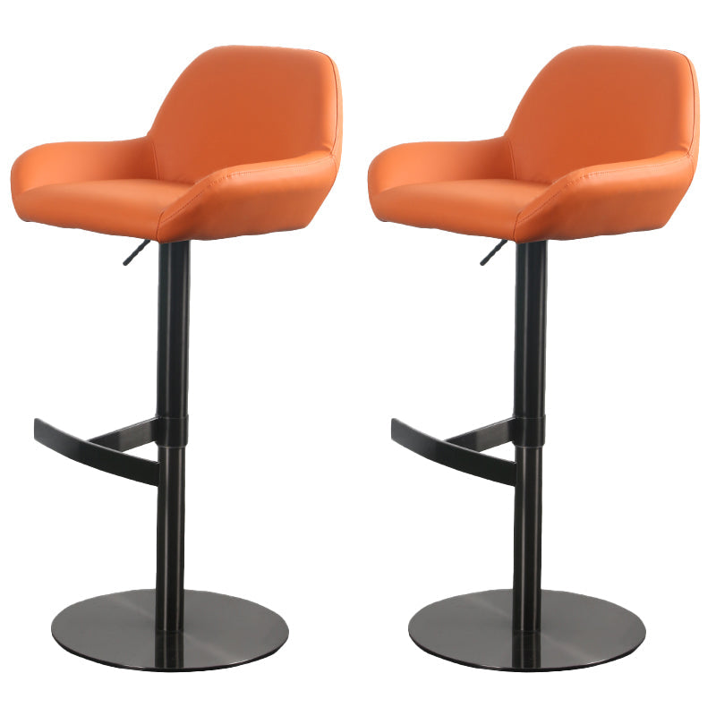 Glam Style Counter Stool Faux Leather Adjustable Height Bar Stool with Swivel Black-Orange 2 Piece Set Clearhalo 'Bar Furniture' 'Bar Stools' 'bar_stools' 'furn' 'furn_bar_stools' 'Furniture' 'Kitchen & Dining Furniture' 6870009