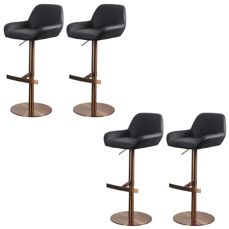 Glam Style Counter Stool Faux Leather Adjustable Height Bar Stool with Swivel Gloss Black 4 Piece Set Clearhalo 'Bar Furniture' 'Bar Stools' 'bar_stools' 'furn' 'furn_bar_stools' 'Furniture' 'Kitchen & Dining Furniture' 6870010