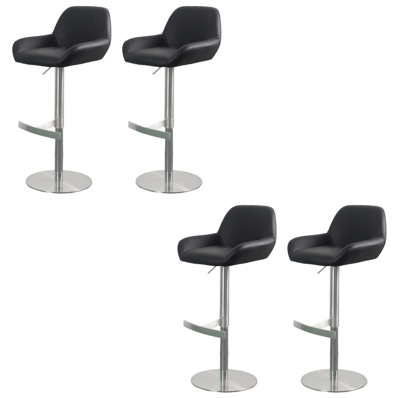 Glam Style Counter Stool Faux Leather Adjustable Height Bar Stool with Swivel Black 4 Piece Set Clearhalo 'Bar Furniture' 'Bar Stools' 'bar_stools' 'furn' 'furn_bar_stools' 'Furniture' 'Kitchen & Dining Furniture' 6870011