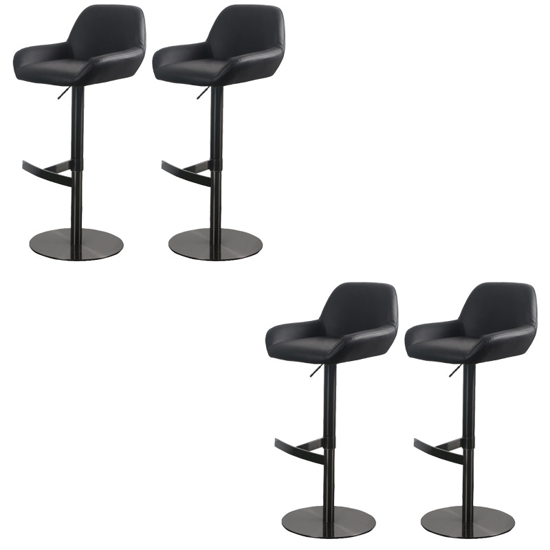 Glam Style Counter Stool Faux Leather Adjustable Height Bar Stool with Swivel Matte Black 4 Piece Set Clearhalo 'Bar Furniture' 'Bar Stools' 'bar_stools' 'furn' 'furn_bar_stools' 'Furniture' 'Kitchen & Dining Furniture' 6870012