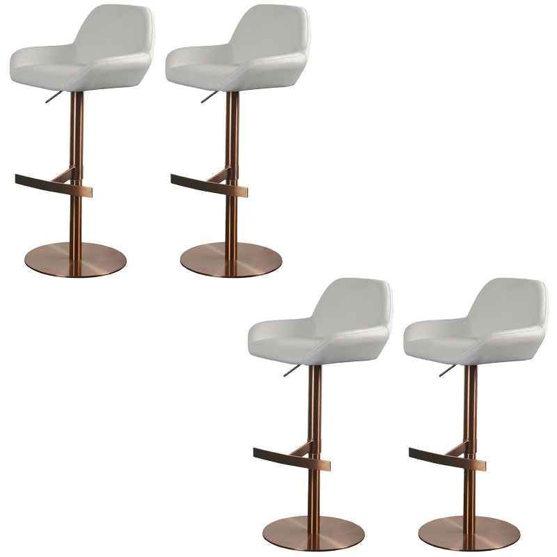 Glam Style Counter Stool Faux Leather Adjustable Height Bar Stool with Swivel Textured White 4 Piece Set Clearhalo 'Bar Furniture' 'Bar Stools' 'bar_stools' 'furn' 'furn_bar_stools' 'Furniture' 'Kitchen & Dining Furniture' 6870014