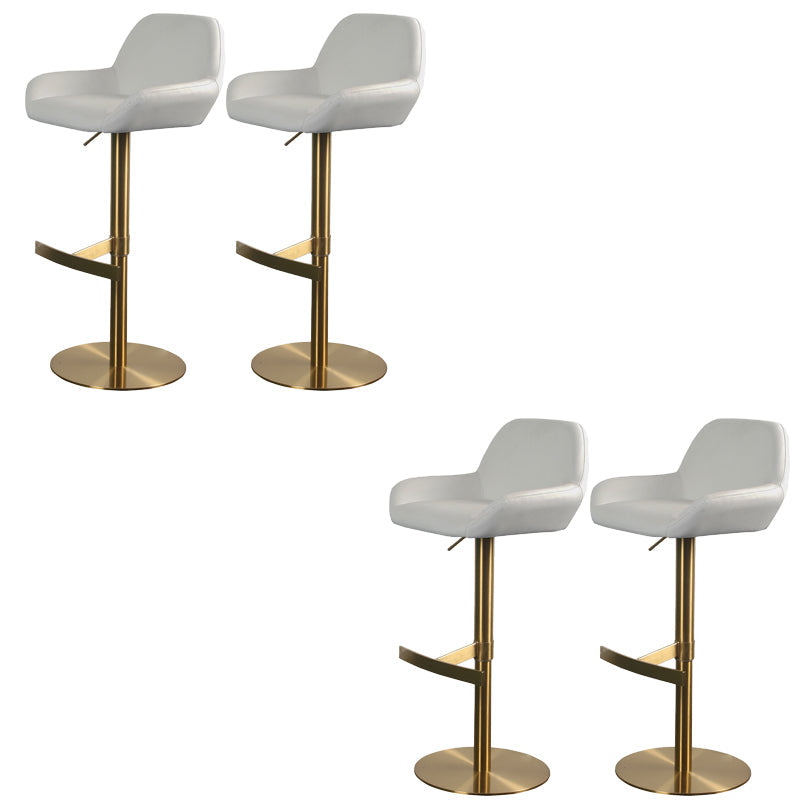 Glam Style Counter Stool Faux Leather Adjustable Height Bar Stool with Swivel White-Gold 4 Piece Set Clearhalo 'Bar Furniture' 'Bar Stools' 'bar_stools' 'furn' 'furn_bar_stools' 'Furniture' 'Kitchen & Dining Furniture' 6870017
