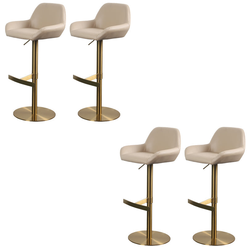 Glam Style Counter Stool Faux Leather Adjustable Height Bar Stool with Swivel Gold-Brown 4 Piece Set Clearhalo 'Bar Furniture' 'Bar Stools' 'bar_stools' 'furn' 'furn_bar_stools' 'Furniture' 'Kitchen & Dining Furniture' 6870018