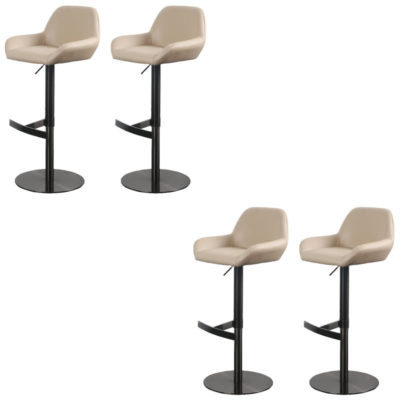 Glam Style Counter Stool Faux Leather Adjustable Height Bar Stool with Swivel Brown-Black 4 Piece Set Clearhalo 'Bar Furniture' 'Bar Stools' 'bar_stools' 'furn' 'furn_bar_stools' 'Furniture' 'Kitchen & Dining Furniture' 6870019
