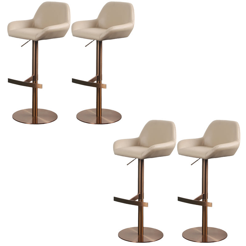 Glam Style Counter Stool Faux Leather Adjustable Height Bar Stool with Swivel Khaki 4 Piece Set Clearhalo 'Bar Furniture' 'Bar Stools' 'bar_stools' 'furn' 'furn_bar_stools' 'Furniture' 'Kitchen & Dining Furniture' 6870020