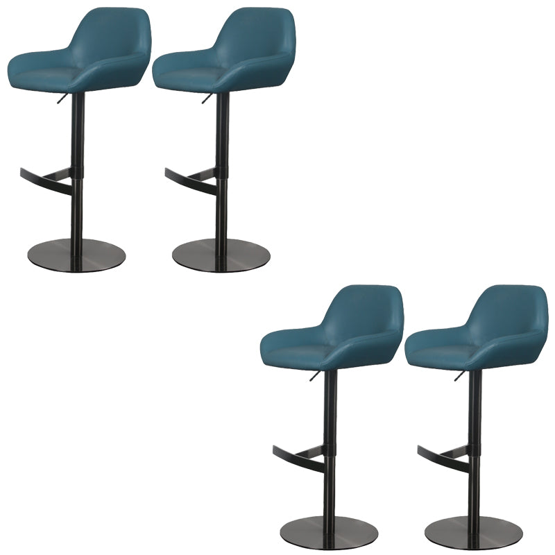 Glam Style Counter Stool Faux Leather Adjustable Height Bar Stool with Swivel Blue-Black 4 Piece Set Clearhalo 'Bar Furniture' 'Bar Stools' 'bar_stools' 'furn' 'furn_bar_stools' 'Furniture' 'Kitchen & Dining Furniture' 6870022