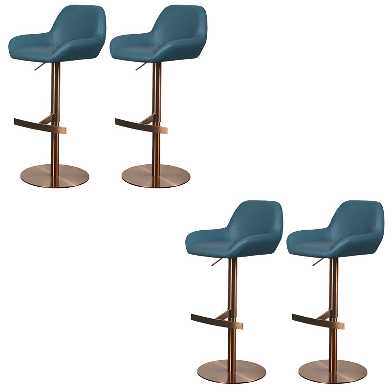 Glam Style Counter Stool Faux Leather Adjustable Height Bar Stool with Swivel Ocean Blue 4 Piece Set Clearhalo 'Bar Furniture' 'Bar Stools' 'bar_stools' 'furn' 'furn_bar_stools' 'Furniture' 'Kitchen & Dining Furniture' 6870025