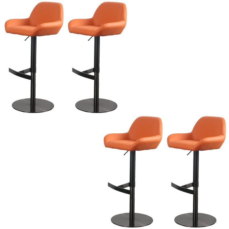 Glam Style Counter Stool Faux Leather Adjustable Height Bar Stool with Swivel Black-Orange 4 Piece Set Clearhalo 'Bar Furniture' 'Bar Stools' 'bar_stools' 'furn' 'furn_bar_stools' 'Furniture' 'Kitchen & Dining Furniture' 6870029