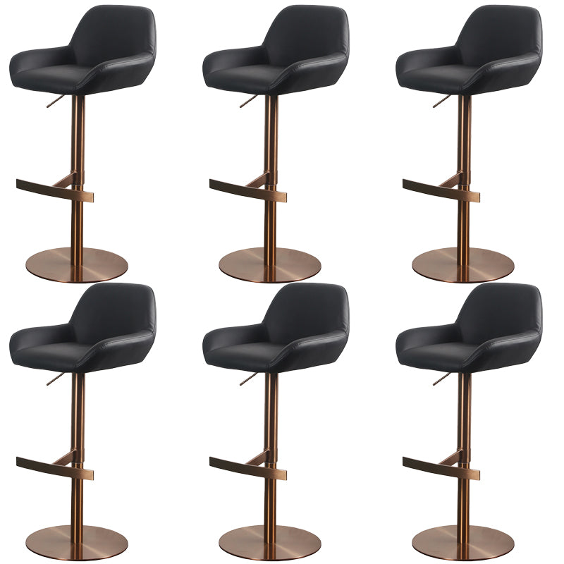 Glam Style Counter Stool Faux Leather Adjustable Height Bar Stool with Swivel Gloss Black 6 Piece Set Clearhalo 'Bar Furniture' 'Bar Stools' 'bar_stools' 'furn' 'furn_bar_stools' 'Furniture' 'Kitchen & Dining Furniture' 6870030