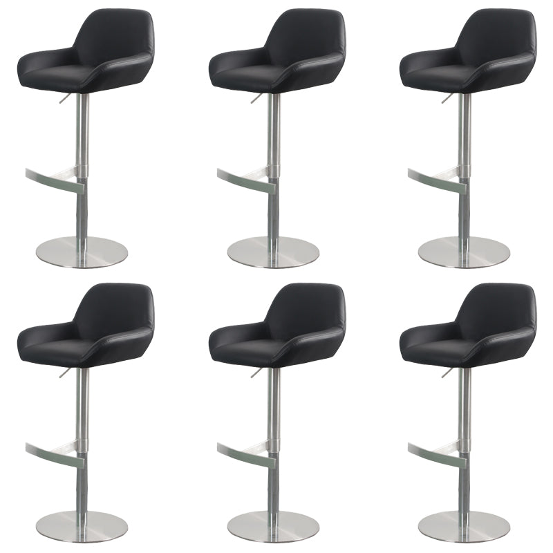 Glam Style Counter Stool Faux Leather Adjustable Height Bar Stool with Swivel Black 6 Piece Set Clearhalo 'Bar Furniture' 'Bar Stools' 'bar_stools' 'furn' 'furn_bar_stools' 'Furniture' 'Kitchen & Dining Furniture' 6870031