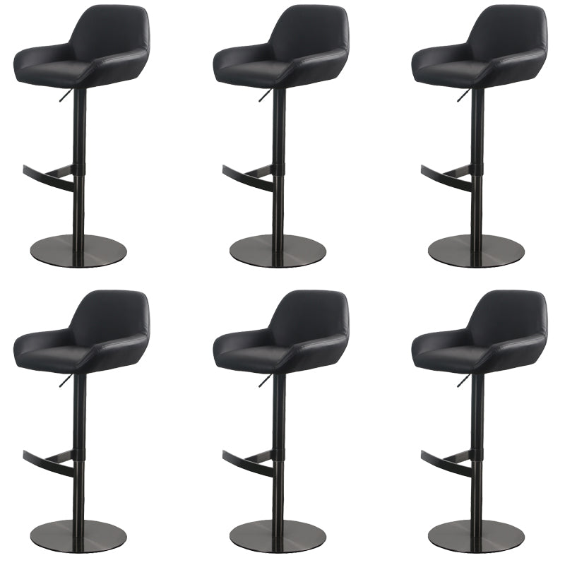Glam Style Counter Stool Faux Leather Adjustable Height Bar Stool with Swivel Matte Black 6 Piece Set Clearhalo 'Bar Furniture' 'Bar Stools' 'bar_stools' 'furn' 'furn_bar_stools' 'Furniture' 'Kitchen & Dining Furniture' 6870032
