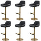 Glam Style Counter Stool Faux Leather Adjustable Height Bar Stool with Swivel Black-Gold 6 Piece Set Clearhalo 'Bar Furniture' 'Bar Stools' 'bar_stools' 'furn' 'furn_bar_stools' 'Furniture' 'Kitchen & Dining Furniture' 6870033