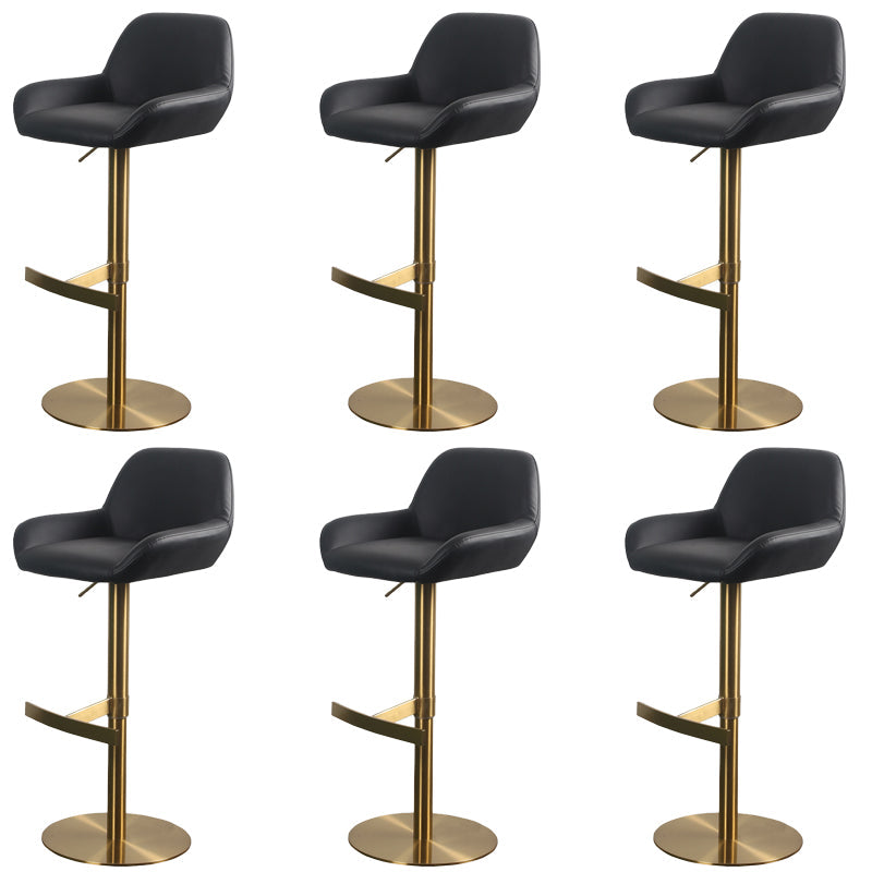 Glam Style Counter Stool Faux Leather Adjustable Height Bar Stool with Swivel Black-Gold 6 Piece Set Clearhalo 'Bar Furniture' 'Bar Stools' 'bar_stools' 'furn' 'furn_bar_stools' 'Furniture' 'Kitchen & Dining Furniture' 6870033
