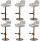 Glam Style Counter Stool Faux Leather Adjustable Height Bar Stool with Swivel Textured White 6 Piece Set Clearhalo 'Bar Furniture' 'Bar Stools' 'bar_stools' 'furn' 'furn_bar_stools' 'Furniture' 'Kitchen & Dining Furniture' 6870034