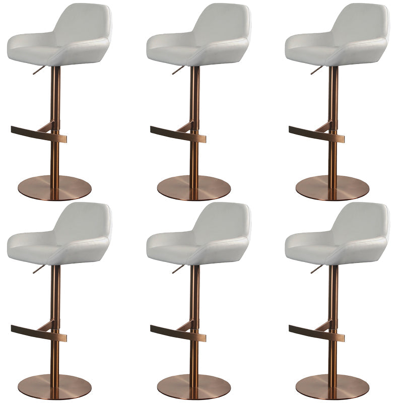 Glam Style Counter Stool Faux Leather Adjustable Height Bar Stool with Swivel Textured White 6 Piece Set Clearhalo 'Bar Furniture' 'Bar Stools' 'bar_stools' 'furn' 'furn_bar_stools' 'Furniture' 'Kitchen & Dining Furniture' 6870034