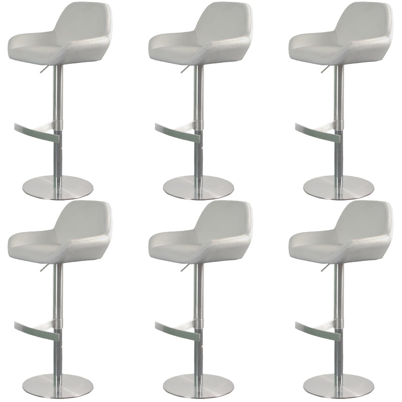 Glam Style Counter Stool Faux Leather Adjustable Height Bar Stool with Swivel White 6 Piece Set Clearhalo 'Bar Furniture' 'Bar Stools' 'bar_stools' 'furn' 'furn_bar_stools' 'Furniture' 'Kitchen & Dining Furniture' 6870035