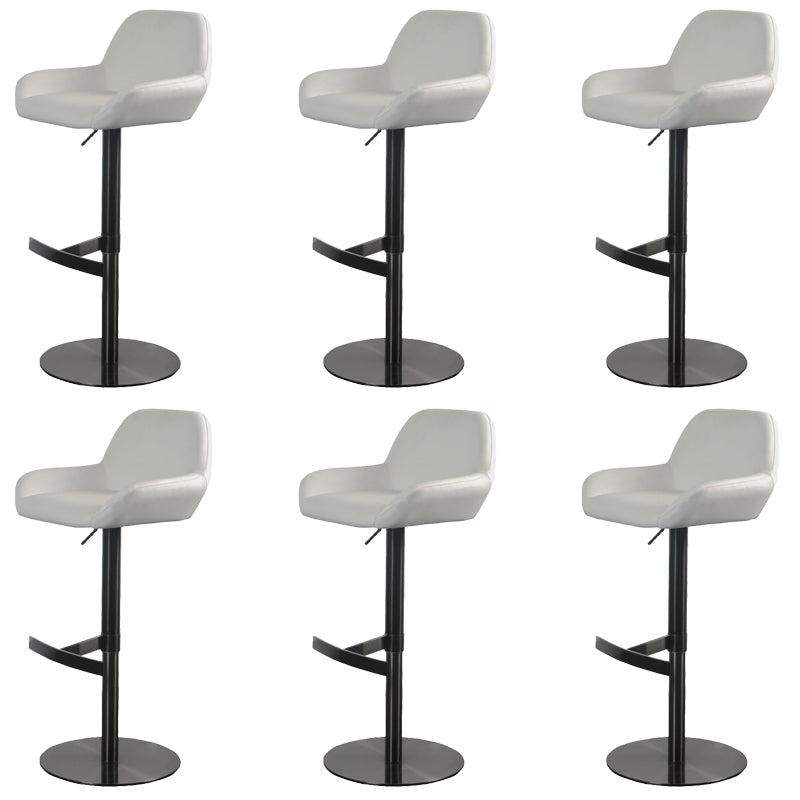 Glam Style Counter Stool Faux Leather Adjustable Height Bar Stool with Swivel Black White 6 Piece Set Clearhalo 'Bar Furniture' 'Bar Stools' 'bar_stools' 'furn' 'furn_bar_stools' 'Furniture' 'Kitchen & Dining Furniture' 6870036