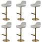 Glam Style Counter Stool Faux Leather Adjustable Height Bar Stool with Swivel White-Gold 6 Piece Set Clearhalo 'Bar Furniture' 'Bar Stools' 'bar_stools' 'furn' 'furn_bar_stools' 'Furniture' 'Kitchen & Dining Furniture' 6870037