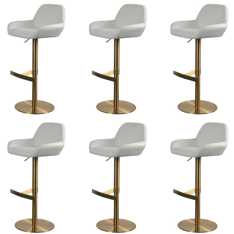 Glam Style Counter Stool Faux Leather Adjustable Height Bar Stool with Swivel White-Gold 6 Piece Set Clearhalo 'Bar Furniture' 'Bar Stools' 'bar_stools' 'furn' 'furn_bar_stools' 'Furniture' 'Kitchen & Dining Furniture' 6870037