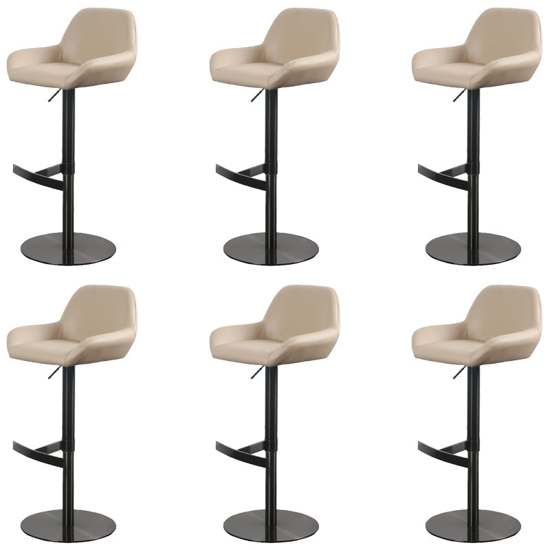 Glam Style Counter Stool Faux Leather Adjustable Height Bar Stool with Swivel Brown-Black 6 Piece Set Clearhalo 'Bar Furniture' 'Bar Stools' 'bar_stools' 'furn' 'furn_bar_stools' 'Furniture' 'Kitchen & Dining Furniture' 6870039