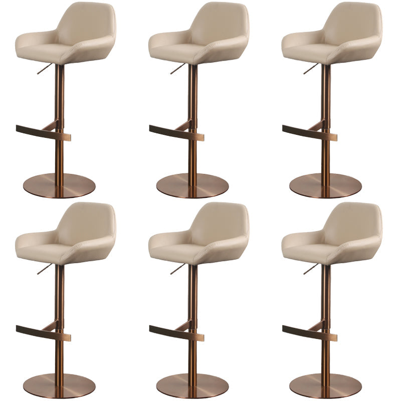 Glam Style Counter Stool Faux Leather Adjustable Height Bar Stool with Swivel Khaki 6 Piece Set Clearhalo 'Bar Furniture' 'Bar Stools' 'bar_stools' 'furn' 'furn_bar_stools' 'Furniture' 'Kitchen & Dining Furniture' 6870040