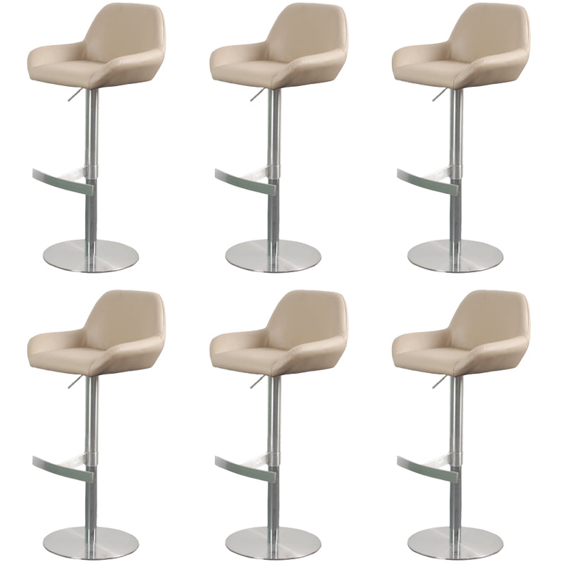 Glam Style Counter Stool Faux Leather Adjustable Height Bar Stool with Swivel Brown 6 Piece Set Clearhalo 'Bar Furniture' 'Bar Stools' 'bar_stools' 'furn' 'furn_bar_stools' 'Furniture' 'Kitchen & Dining Furniture' 6870041