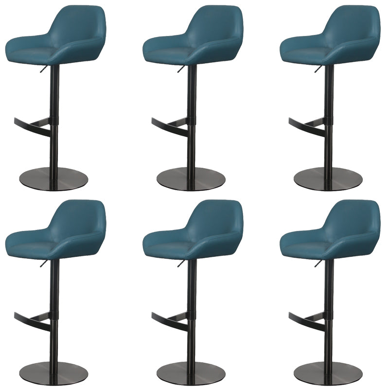 Glam Style Counter Stool Faux Leather Adjustable Height Bar Stool with Swivel Blue-Black 6 Piece Set Clearhalo 'Bar Furniture' 'Bar Stools' 'bar_stools' 'furn' 'furn_bar_stools' 'Furniture' 'Kitchen & Dining Furniture' 6870042