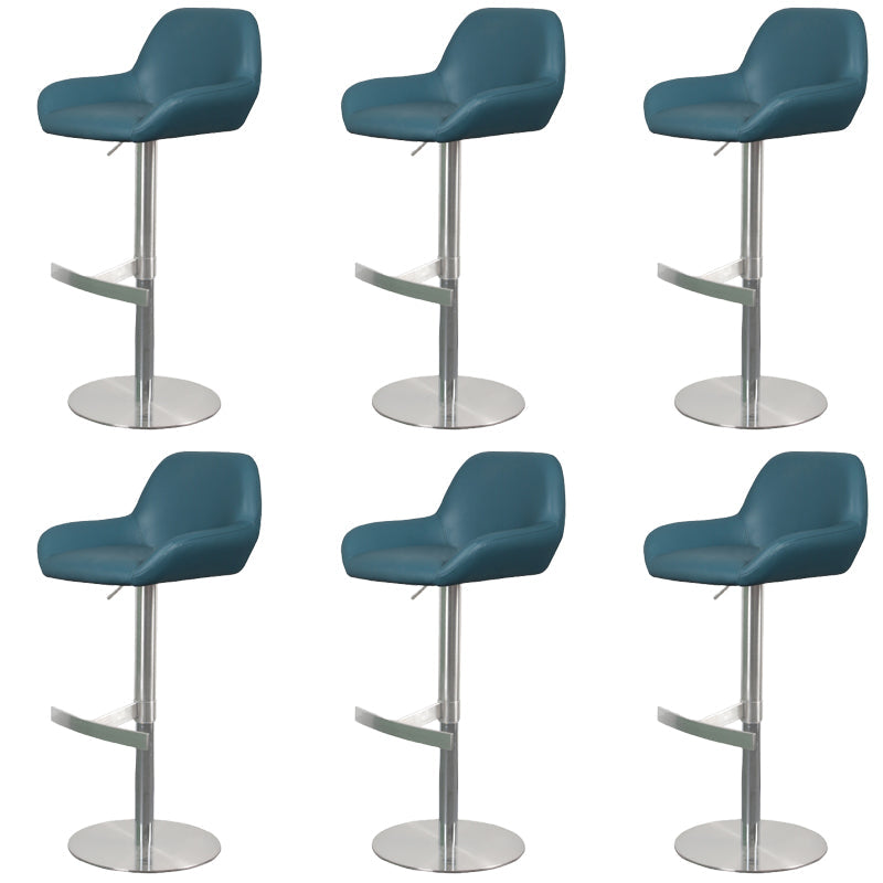 Glam Style Counter Stool Faux Leather Adjustable Height Bar Stool with Swivel Blue 6 Piece Set Clearhalo 'Bar Furniture' 'Bar Stools' 'bar_stools' 'furn' 'furn_bar_stools' 'Furniture' 'Kitchen & Dining Furniture' 6870044
