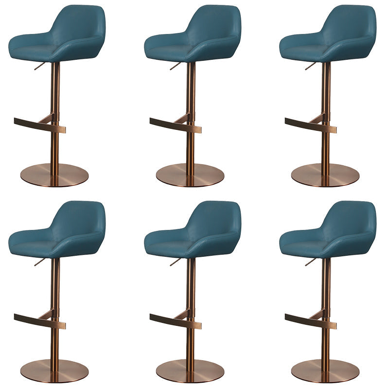 Glam Style Counter Stool Faux Leather Adjustable Height Bar Stool with Swivel Ocean Blue 6 Piece Set Clearhalo 'Bar Furniture' 'Bar Stools' 'bar_stools' 'furn' 'furn_bar_stools' 'Furniture' 'Kitchen & Dining Furniture' 6870045