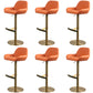 Glam Style Counter Stool Faux Leather Adjustable Height Bar Stool with Swivel Orange Gold 6 Piece Set Clearhalo 'Bar Furniture' 'Bar Stools' 'bar_stools' 'furn' 'furn_bar_stools' 'Furniture' 'Kitchen & Dining Furniture' 6870047