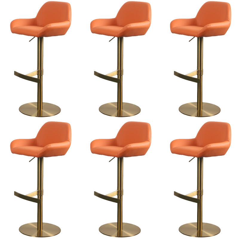 Glam Style Counter Stool Faux Leather Adjustable Height Bar Stool with Swivel Orange Gold 6 Piece Set Clearhalo 'Bar Furniture' 'Bar Stools' 'bar_stools' 'furn' 'furn_bar_stools' 'Furniture' 'Kitchen & Dining Furniture' 6870047