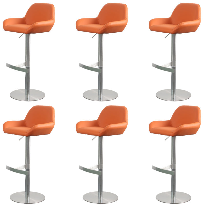 Glam Style Counter Stool Faux Leather Adjustable Height Bar Stool with Swivel Orange 6 Piece Set Clearhalo 'Bar Furniture' 'Bar Stools' 'bar_stools' 'furn' 'furn_bar_stools' 'Furniture' 'Kitchen & Dining Furniture' 6870048