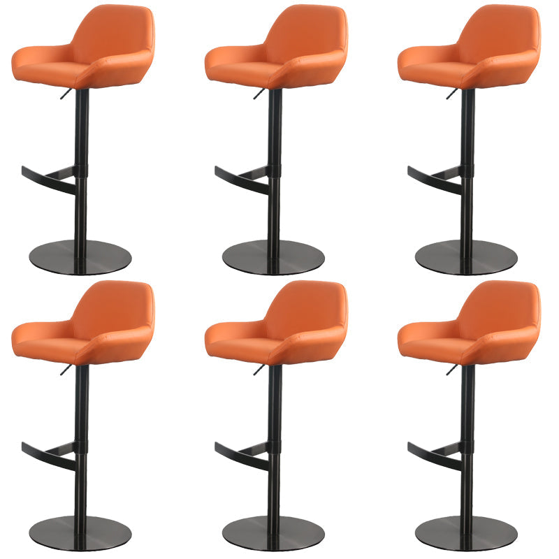 Glam Style Counter Stool Faux Leather Adjustable Height Bar Stool with Swivel Black-Orange 6 Piece Set Clearhalo 'Bar Furniture' 'Bar Stools' 'bar_stools' 'furn' 'furn_bar_stools' 'Furniture' 'Kitchen & Dining Furniture' 6870049