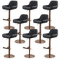 Glam Style Counter Stool Faux Leather Adjustable Height Bar Stool with Swivel Gloss Black 8 Piece Set Clearhalo 'Bar Furniture' 'Bar Stools' 'bar_stools' 'furn' 'furn_bar_stools' 'Furniture' 'Kitchen & Dining Furniture' 6870050