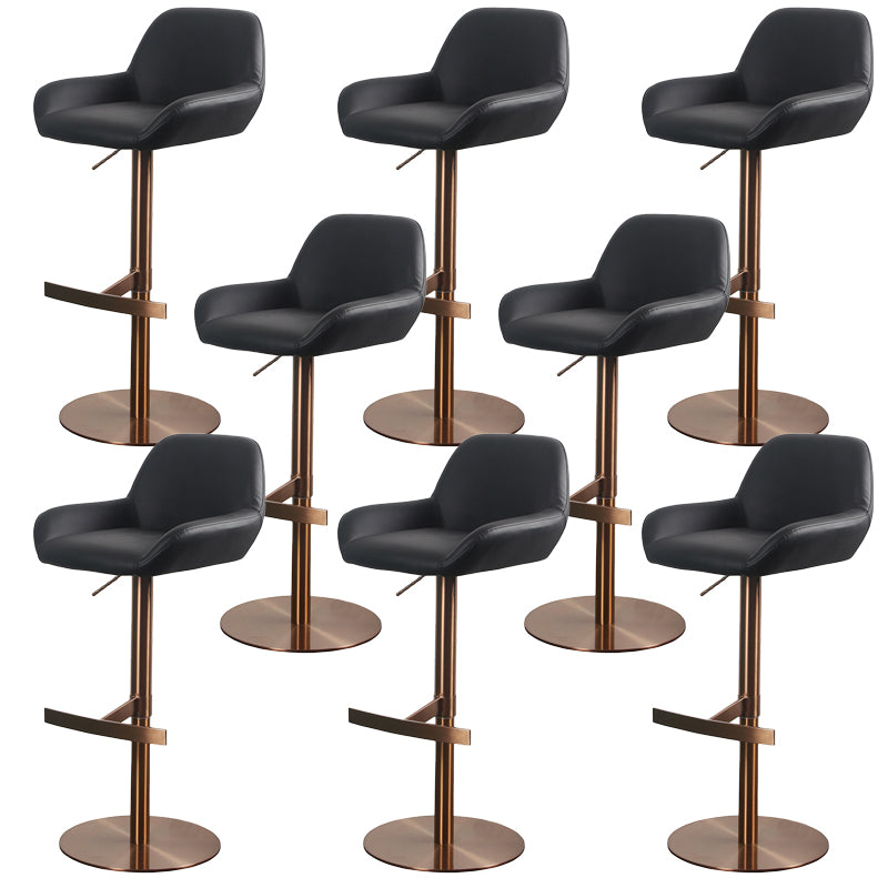Glam Style Counter Stool Faux Leather Adjustable Height Bar Stool with Swivel Gloss Black 8 Piece Set Clearhalo 'Bar Furniture' 'Bar Stools' 'bar_stools' 'furn' 'furn_bar_stools' 'Furniture' 'Kitchen & Dining Furniture' 6870050