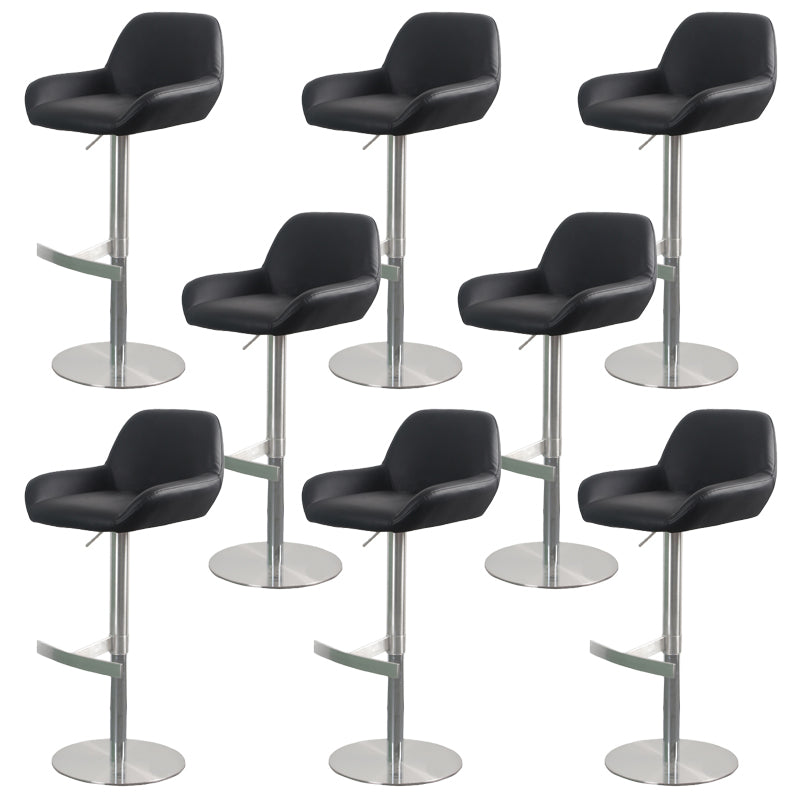 Glam Style Counter Stool Faux Leather Adjustable Height Bar Stool with Swivel Black 8 Piece Set Clearhalo 'Bar Furniture' 'Bar Stools' 'bar_stools' 'furn' 'furn_bar_stools' 'Furniture' 'Kitchen & Dining Furniture' 6870051