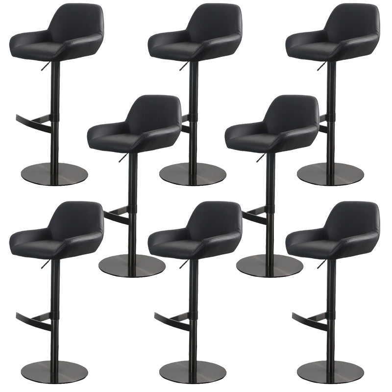 Glam Style Counter Stool Faux Leather Adjustable Height Bar Stool with Swivel Matte Black 8 Piece Set Clearhalo 'Bar Furniture' 'Bar Stools' 'bar_stools' 'furn' 'furn_bar_stools' 'Furniture' 'Kitchen & Dining Furniture' 6870052