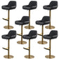 Glam Style Counter Stool Faux Leather Adjustable Height Bar Stool with Swivel Black-Gold 8 Piece Set Clearhalo 'Bar Furniture' 'Bar Stools' 'bar_stools' 'furn' 'furn_bar_stools' 'Furniture' 'Kitchen & Dining Furniture' 6870053