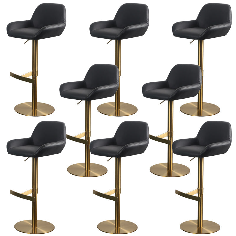 Glam Style Counter Stool Faux Leather Adjustable Height Bar Stool with Swivel Black-Gold 8 Piece Set Clearhalo 'Bar Furniture' 'Bar Stools' 'bar_stools' 'furn' 'furn_bar_stools' 'Furniture' 'Kitchen & Dining Furniture' 6870053