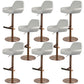 Glam Style Counter Stool Faux Leather Adjustable Height Bar Stool with Swivel Textured White 8 Piece Set Clearhalo 'Bar Furniture' 'Bar Stools' 'bar_stools' 'furn' 'furn_bar_stools' 'Furniture' 'Kitchen & Dining Furniture' 6870054