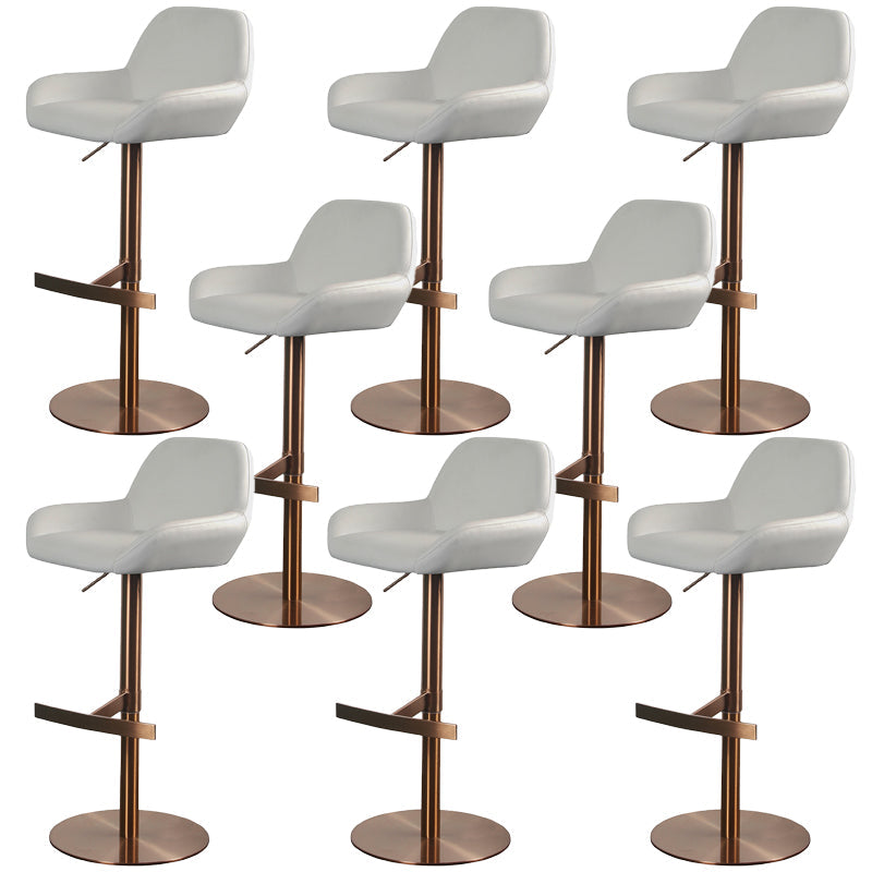 Glam Style Counter Stool Faux Leather Adjustable Height Bar Stool with Swivel Textured White 8 Piece Set Clearhalo 'Bar Furniture' 'Bar Stools' 'bar_stools' 'furn' 'furn_bar_stools' 'Furniture' 'Kitchen & Dining Furniture' 6870054