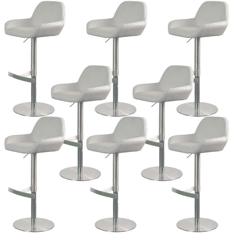Glam Style Counter Stool Faux Leather Adjustable Height Bar Stool with Swivel White 8 Piece Set Clearhalo 'Bar Furniture' 'Bar Stools' 'bar_stools' 'furn' 'furn_bar_stools' 'Furniture' 'Kitchen & Dining Furniture' 6870055