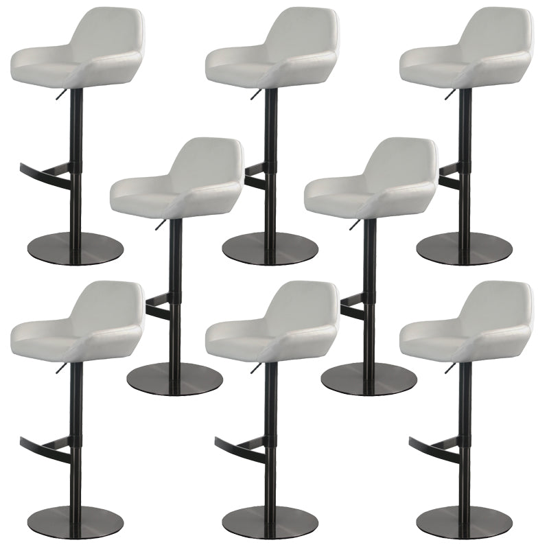 Glam Style Counter Stool Faux Leather Adjustable Height Bar Stool with Swivel Black White 8 Piece Set Clearhalo 'Bar Furniture' 'Bar Stools' 'bar_stools' 'furn' 'furn_bar_stools' 'Furniture' 'Kitchen & Dining Furniture' 6870056