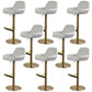 Glam Style Counter Stool Faux Leather Adjustable Height Bar Stool with Swivel White-Gold 8 Piece Set Clearhalo 'Bar Furniture' 'Bar Stools' 'bar_stools' 'furn' 'furn_bar_stools' 'Furniture' 'Kitchen & Dining Furniture' 6870057