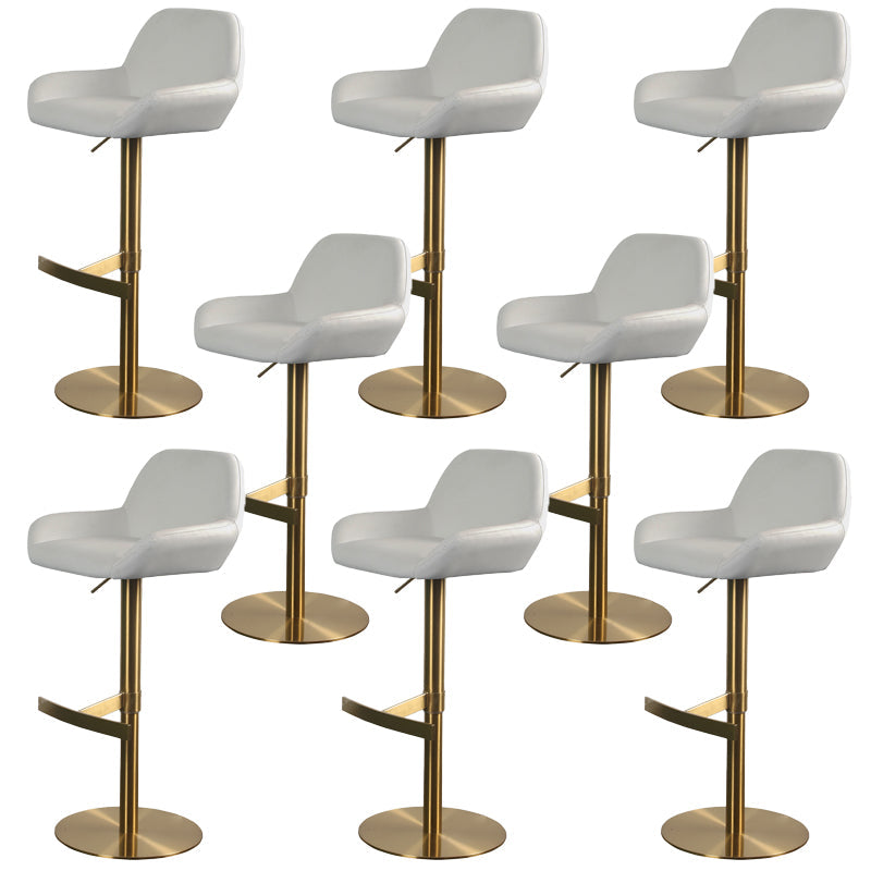 Glam Style Counter Stool Faux Leather Adjustable Height Bar Stool with Swivel White-Gold 8 Piece Set Clearhalo 'Bar Furniture' 'Bar Stools' 'bar_stools' 'furn' 'furn_bar_stools' 'Furniture' 'Kitchen & Dining Furniture' 6870057
