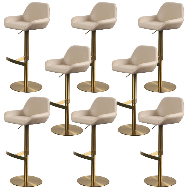 Glam Style Counter Stool Faux Leather Adjustable Height Bar Stool with Swivel Gold-Brown 8 Piece Set Clearhalo 'Bar Furniture' 'Bar Stools' 'bar_stools' 'furn' 'furn_bar_stools' 'Furniture' 'Kitchen & Dining Furniture' 6870058