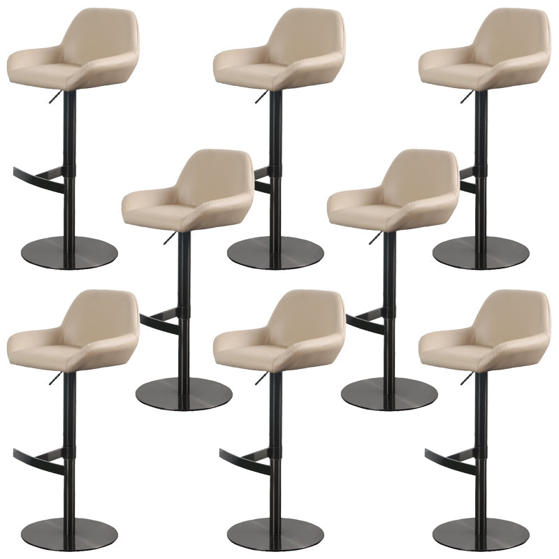 Glam Style Counter Stool Faux Leather Adjustable Height Bar Stool with Swivel Brown-Black 8 Piece Set Clearhalo 'Bar Furniture' 'Bar Stools' 'bar_stools' 'furn' 'furn_bar_stools' 'Furniture' 'Kitchen & Dining Furniture' 6870059
