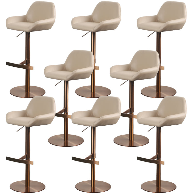 Glam Style Counter Stool Faux Leather Adjustable Height Bar Stool with Swivel Khaki 8 Piece Set Clearhalo 'Bar Furniture' 'Bar Stools' 'bar_stools' 'furn' 'furn_bar_stools' 'Furniture' 'Kitchen & Dining Furniture' 6870060